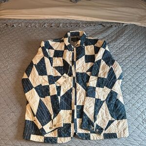 Ralph Lauren Patchwork Quilted Jacket - Navy and Cream